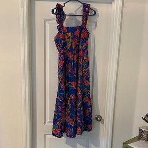 J. Crew Royal Blue Multicolor Floral Sundress